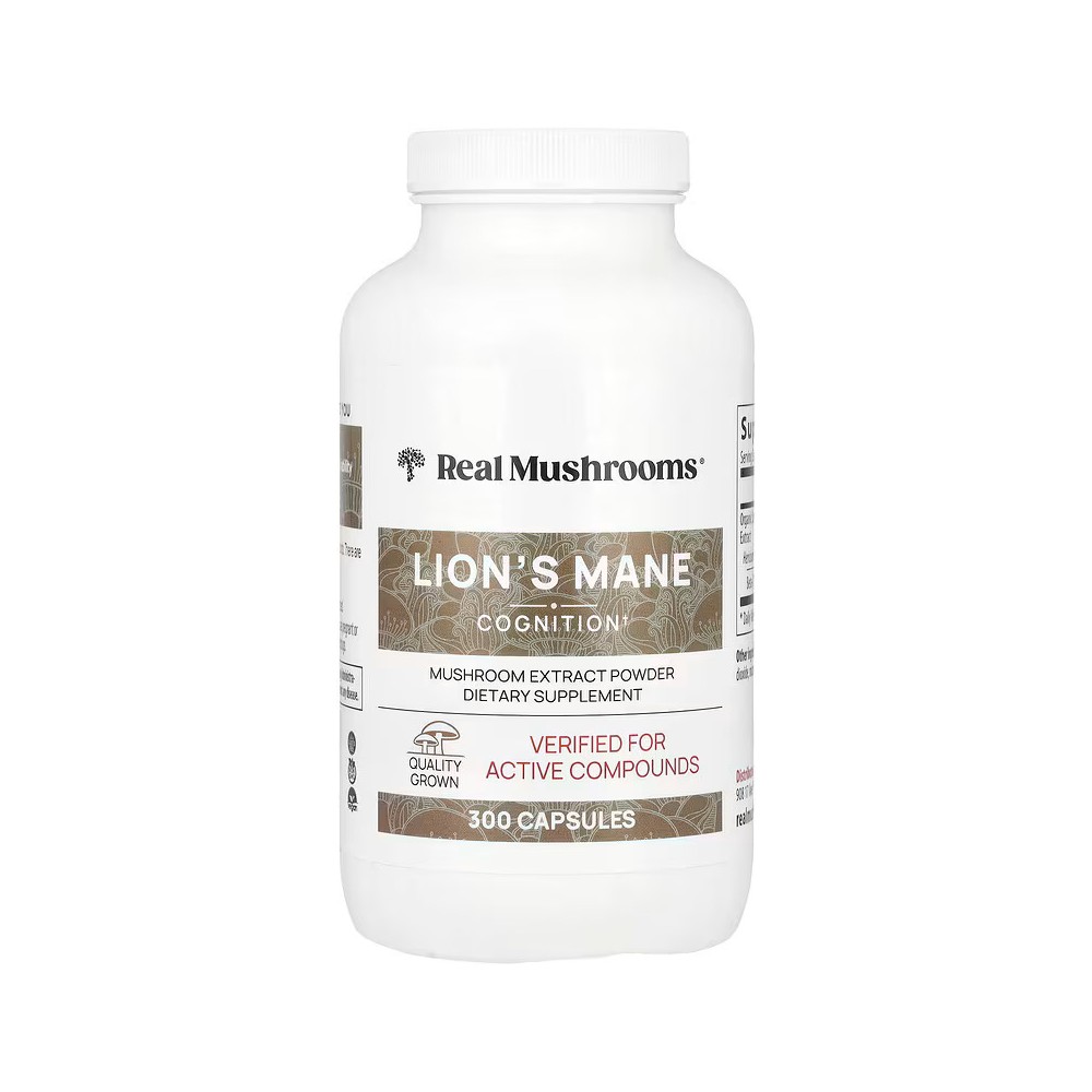 Melena de león, Extracto de hongo, 300 cápsulas de Real Mushrooms Real Mushrooms RMS-06829 Plantas Medicinales salud.bio