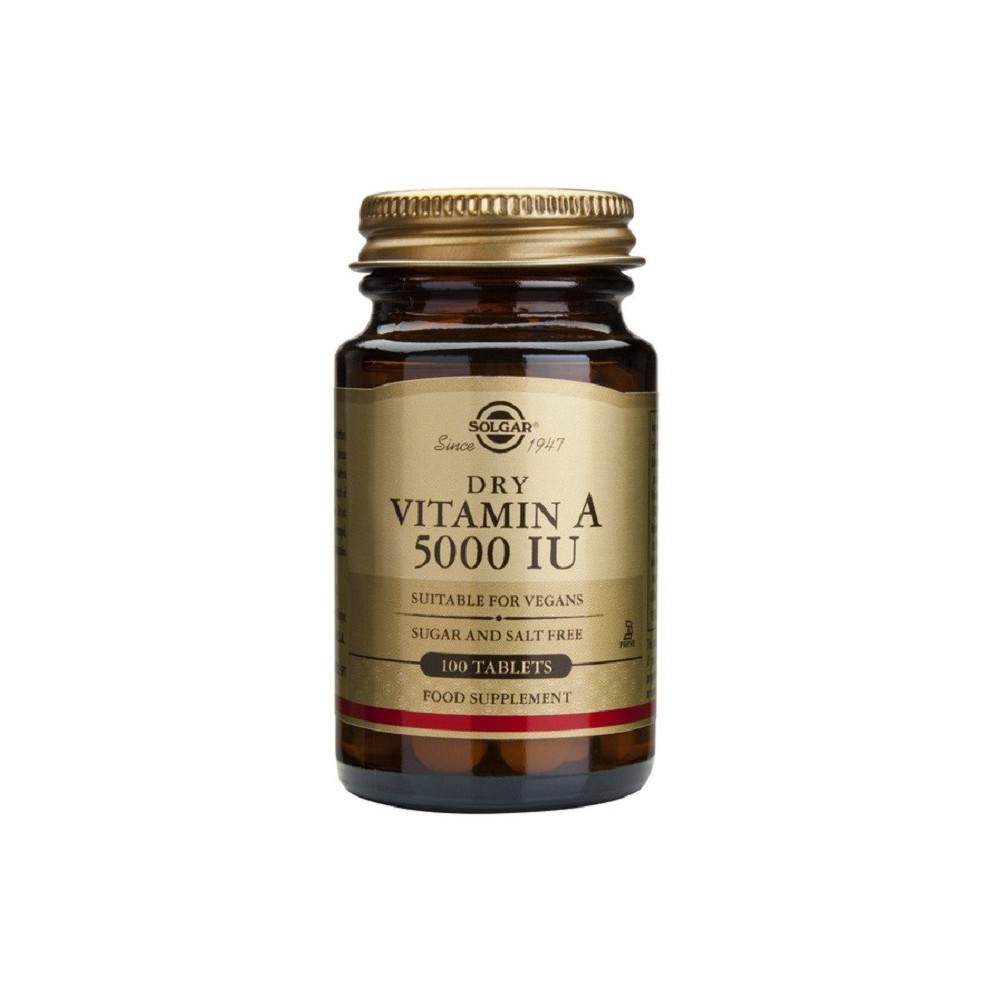 Vitamina A Seca 5000 UI Comprimidos de Solgar SOLGAR 032820 Vitamina A y D salud.bio