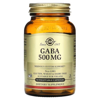 GABA (G.A.B.A.) 500mg 50 ó 100 cápsulas de Solgar Solgar  Estados emocionales, ansiedad, estrés, depresión, relax salud.bio