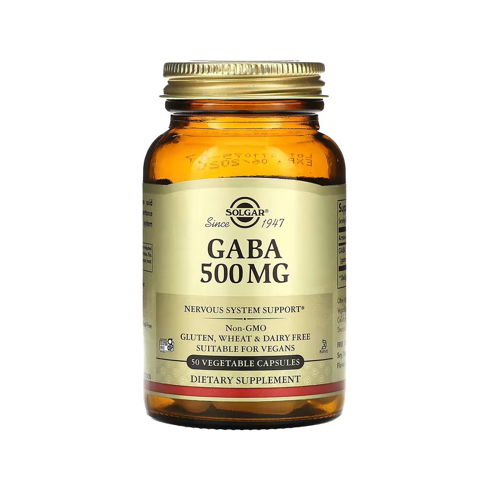 GABA (G.A.B.A.) 500mg 50 ó 100 cápsulas de Solgar Solgar  Estados emocionales, ansiedad, estrés, depresión, relax salud.bio