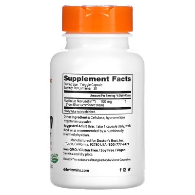 Fisetina con Novusetin, 100 mg, 30 cápsulas vegetales de Doctor's Best DOCTOR'S BEST DRB-00227 Antioxidantes salud.bio