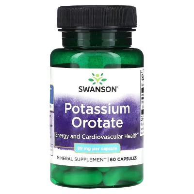 Orotato de potasio, 60 cápsulas de Swanson Swanson SWV-02658 Suplementos Minerales  salud.bio