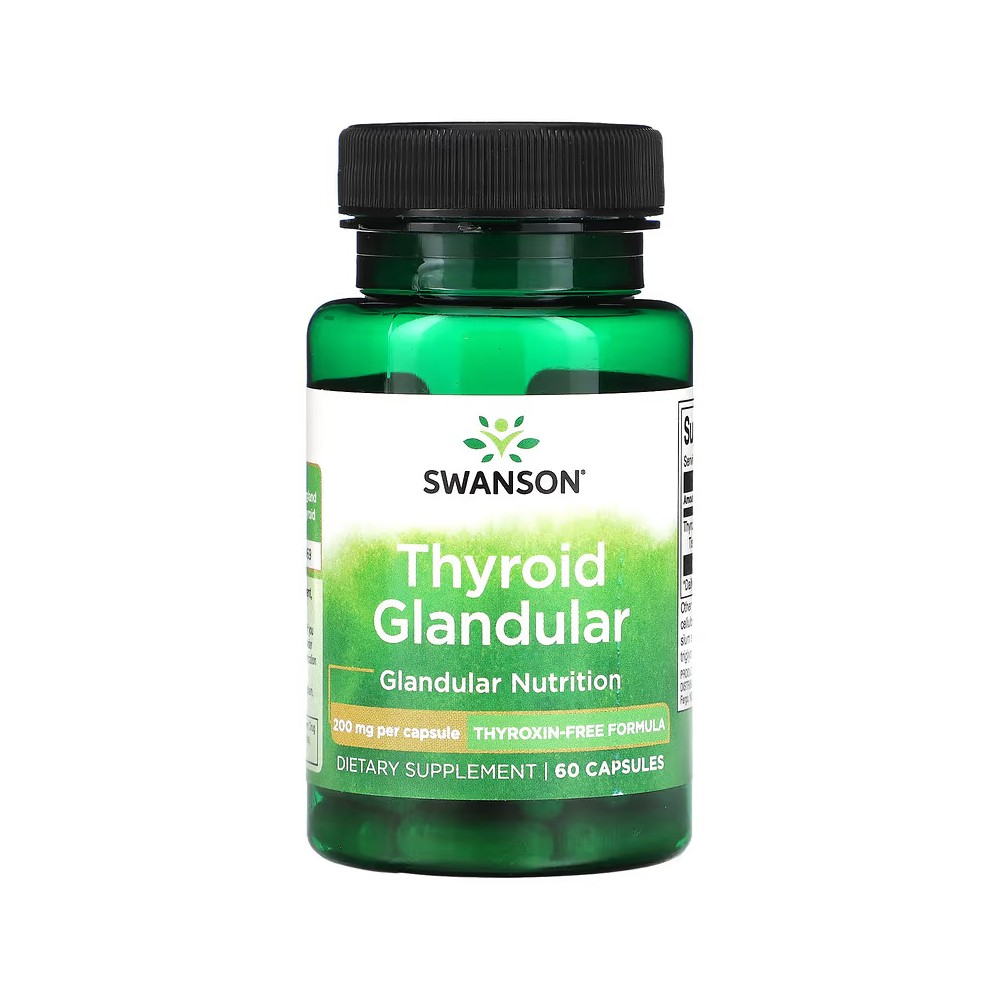 Tiroides y glándula, 200 mg, 60 cápsulas de Swanson Swanson SWV-11358 Tiroides salud.bio