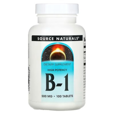B1 Alta Potencia, 500 mg, 100 Tabletas de Source Naturals Source Naturals SNS-00888 Vitamina B salud.bio