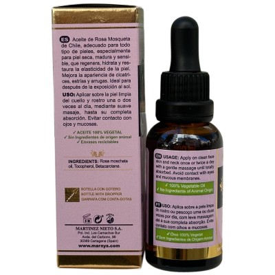 Aceite de Rosa Mosqueta 30ml con pipeta de Marnys Marnys AP600 Cosmética Natural salud.bio