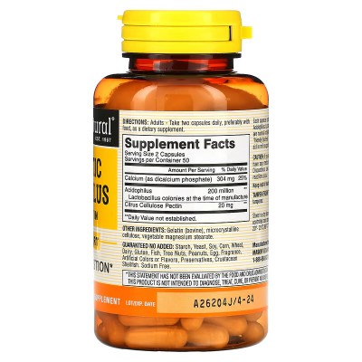 Probiótico acidófilo con pectina, 100 cápsulas de Mason Natural Mason Natural MAV-05331 Ayudas aparato Digestivo salud.bio