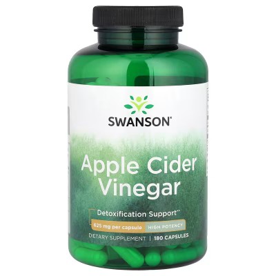 Vinagre de sidra de manzana, Alta potencia, 625 mg, 180 cápsulas de Swanson Swanson SWV-02292 Control de Peso salud.bio