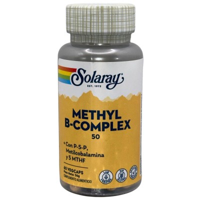 Methyl B Complex 50 (Vitaminas B Activadas) en 60 Cápsulas Vegetales de Solaray SOLARAY SOL-96726 Vitamina B salud.bio