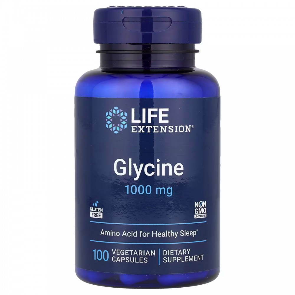 Glicina 1000mg 100 Cápsulas de Life Extension Life Extension LIF-16691 Aminoácidos salud.bio