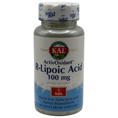 Ácido R-Lipoico (R-Lipoic Acid) 100mg (Activoxidant) 60 Cápsulas de Kal SOLARAY KAL-50212 Aminoácidos salud.bio