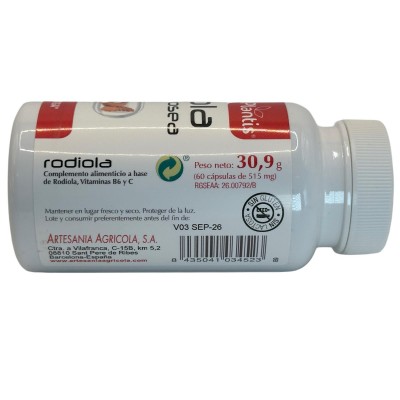 Rodiola (rhodiola rosea) 250mg 60 Cápsulas de PLANTIS Artesania Agrícola PLA-118120 Estados emocionales, ansiedad, estrés, de...