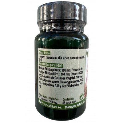 Ginkgo Biloba Concentrado Max 8500mg de Manabios Manabios MAN-37033 Sistema circulatorio salud.bio