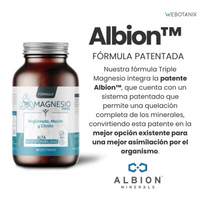 Fórmula Triple Magnesio (Bisglicinato, Malato, Citrato) 60 Cápsulas de WeBotanix WEBOTANIX WEB-22349 Suplementos Minerales  s...