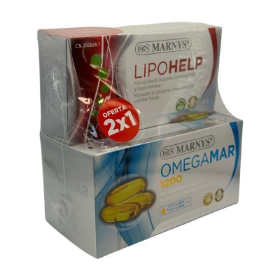 Pack 2x1 OMEGAMAR 1200mg (Omega 3) + LIPOHELP de Marnys Marnys PACKMN500MN105 Sistema cardiovascular salud.bio