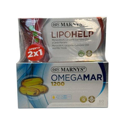 Pack 2x1 OMEGAMAR 1200mg (Omega 3) + LIPOHELP de Marnys Marnys PACKMN500MN105 Sistema cardiovascular salud.bio