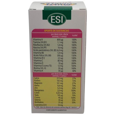 Multicomplex MUJER (Vitaminas y Minerales) 30 comprimidos de ESI ESI ESI-13527 Vitaminas y Multinutrientes salud.bio