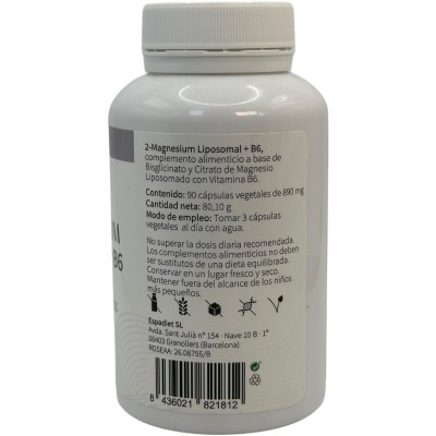 Magnesio Liposomal (Citrato y Bisglicinato) + B6 90 Cápsulas de Espadiet Espadiet ESP-82181 Suplementos Minerales  salud.bio