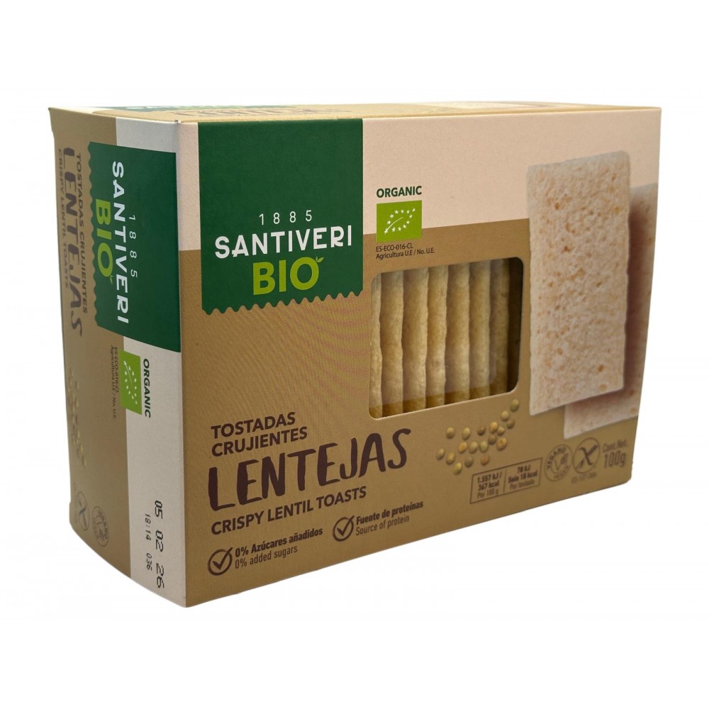 Tostadas Crujientes LENTEJAS BIO 100gr. de Santiveri Santiveri  SAN-04128 Alimentación salud.bio