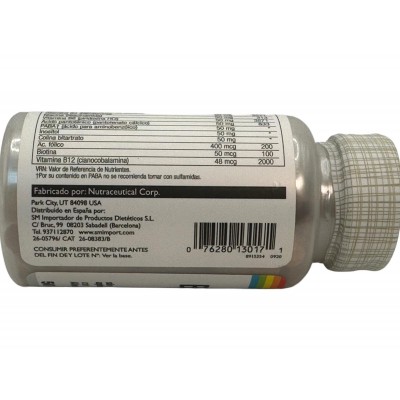 Vitamina B Complex 50 - 50 Cápsulas Vegetales de solaray SOLARAY SM-4270 Vitamina B salud.bio
