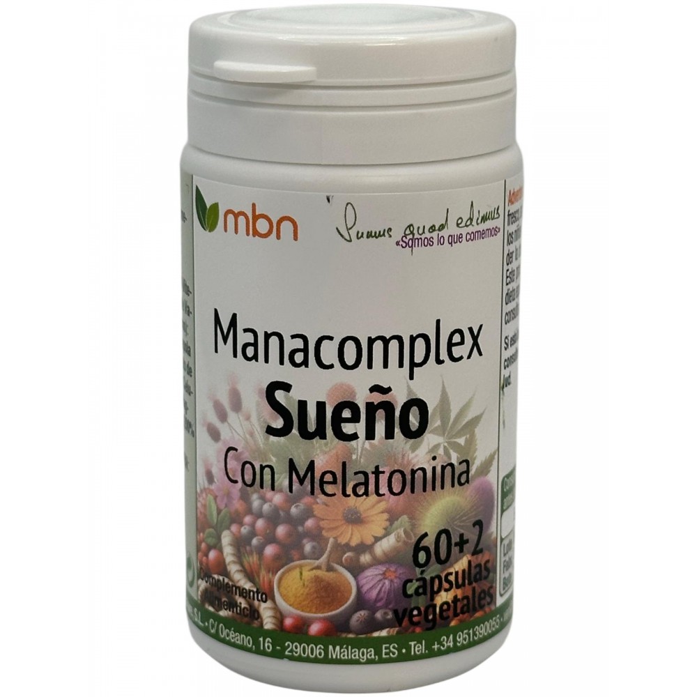 ManaComplex Sueño con Melatonina 60 Cápsulas de Manabíos Manabios 111902 insomnio y descanso salud.bio