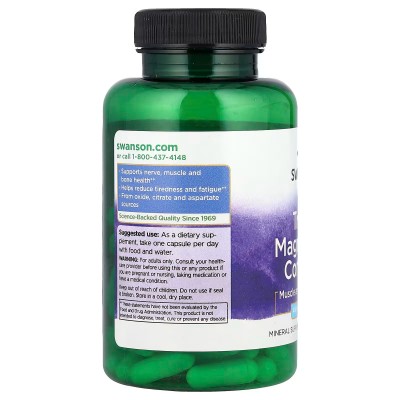Complejo Triple de Magnesio, 400 mg, 100 cápsulas de Swanson Swanson SWV-01808 Suplementos Minerales  salud.bio