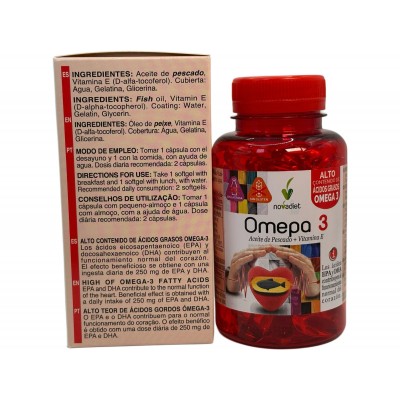 Omepa 3 (Omega 3 + Vitamina E) 90 Perlas de Novadiet Novadiet NOV-10024 Ayudas niveles Colesterol y Trigliceridos salud.bio