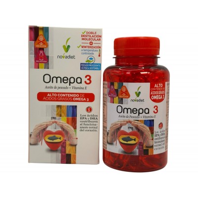 Omepa 3 (Omega 3 + Vitamina E) 90 Perlas de Novadiet Novadiet NOV-10024 Ayudas niveles Colesterol y Trigliceridos salud.bio