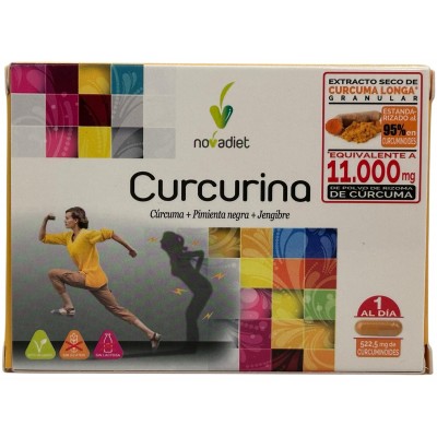 Curcurina (cúrcuma+Pimienta+Jengibre) 30 Cápsulas de Novadiet Novadiet NOV-53046 Suplementos Naturales acción Analgesica, Ant...
