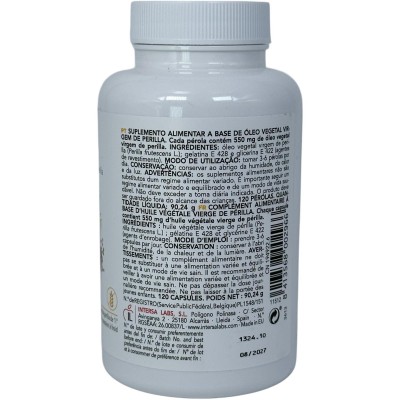 Perilla Aceite Vegetal Virgen 120 Perlas Omega 3 Vegetal de Intersa INTERSA INT-00296 Sistema inmunitario salud.bio