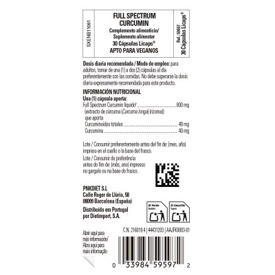 Full Expectrum Cúrcuma (Curcumin) 30 cápsulas de Solgar SOLGAR 1659597 Suplementos Naturales acción Analgesica, Antiinflamato...