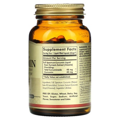 Full Expectrum Cúrcuma (Curcumin) 60 cápsulas de Solgar Solgar SOL-54707 Suplementos Naturales acción Analgesica, Antiinflama...