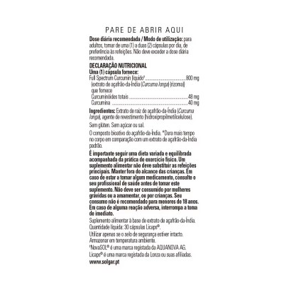 Full Expectrum Cúrcuma (Curcumin) 60 cápsulas de Solgar Solgar SOL-54707 Suplementos Naturales acción Analgesica, Antiinflama...