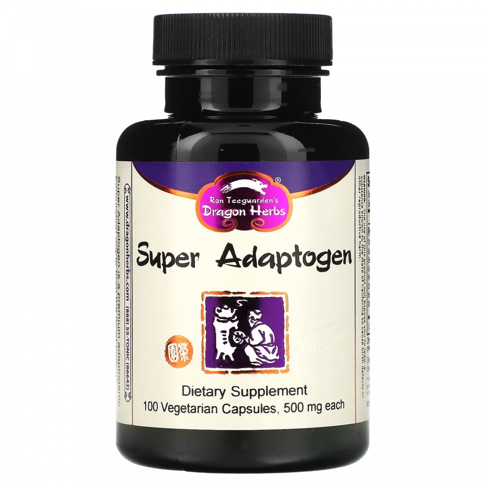 Super adaptógeno, 500 mg, 100 cápsulas vegetales de Dragon Herbs Dragon Herbs DRA-00186 Estados emocionales, ansiedad, estrés...