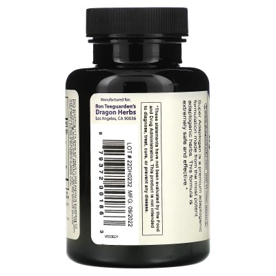 Super adaptógeno, 500 mg, 100 cápsulas vegetales de Dragon Herbs Dragon Herbs DRA-00186 Estados emocionales, ansiedad, estrés...