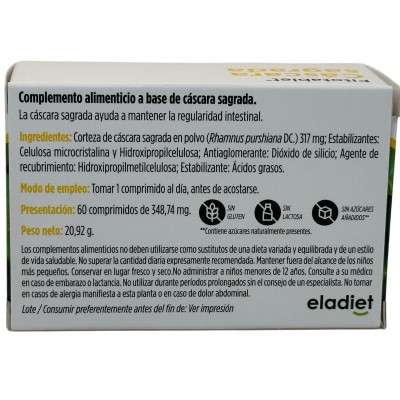 Cáscara Sagrada 317mg, 60 Comprimidos de eladiet Eladiet ELA-58159 Laxantes salud.bio