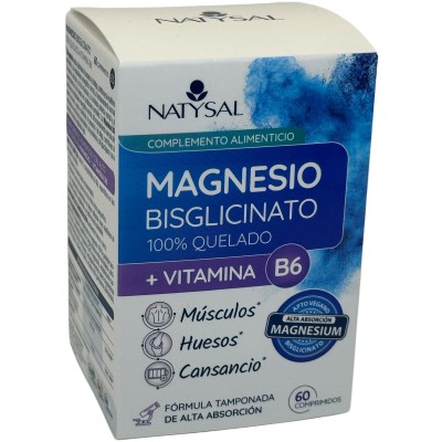 Magnesio Bisglicinato 100% Quelado + B6 de Natysal 60 Comprimidos Natysal NAT-32504 Suplementos Minerales  salud.bio
