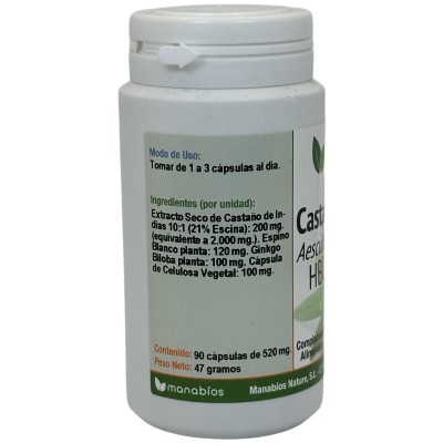 Castaño de indias HBC 2.000mg 90 cápsulas de Manabios Manabios 111537 Sistema circulatorio salud.bio