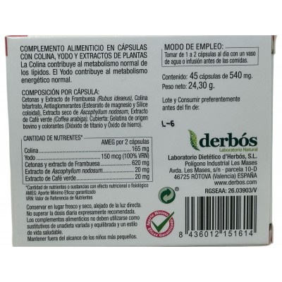 Normosbelt CETONPLUS 45 cápsulas de derbós Derbós DER-15161 Control de Peso salud.bio
