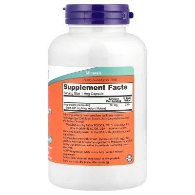 Malato de magnesio, 1000mg 180 Cápsulas vegetales de NOW Foods NOW Foods NOW-01303 Suplementos Minerales  salud.bio