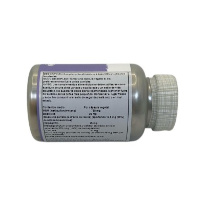 MSM con Turmeric, Boswellia & Devil's Claw & Harpago 750 mg - 90 Vegcaps de Solaray SOLARAY SOLA-00862 Articulaciones, Huesos...