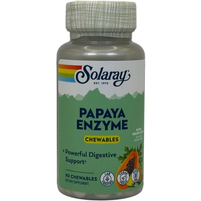 Papaya Enzimas digestivas 90 comprimidos masticables de Solaray SOLARAY SOLA-26535 Ayudas aparato Digestivo salud.bio