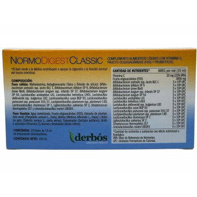Normodigest Clasic 10 Viales de derbós Derbós DER-15075 Ayudas aparato Digestivo salud.bio