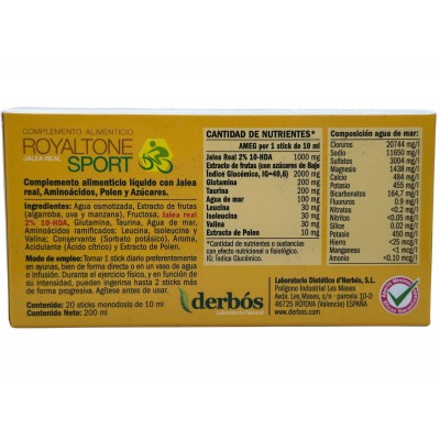 Royaltone Sport 15 Stick de derbós Derbós DER-15216 Suplementos Deportivos (Complementos Alimenticios) salud.bio