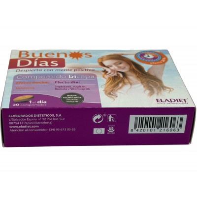 Buenos Días 30 comprimidos Bicapa (Azafrán, Rodiola Triptófano, B6) de eladiet Eladiet ELA-21606 Estados emocionales, ansieda...