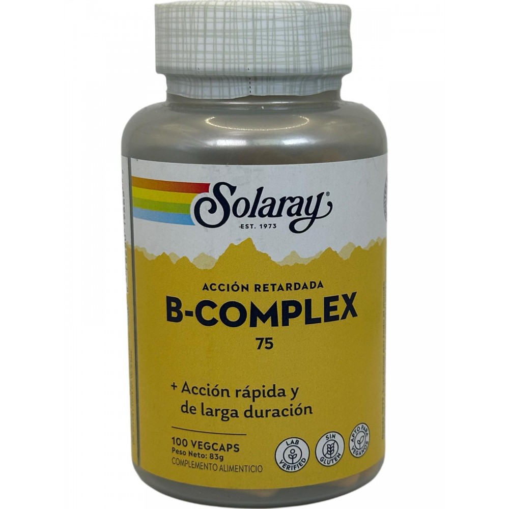 Vitamina B Complex 75 Doble Acción (Rápida/Prolongada) 100 VegCaps de solaray SOLARAY SM-4291 Vitamina B salud.bio