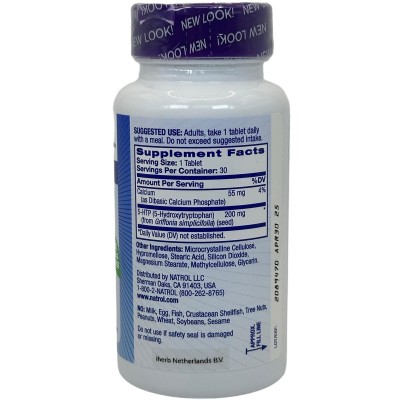 5-HTP Liberación prolongada, Potencia máxima, 200 mg, 30 Tabletas de Natrol Natrol NTL-05172 Estados emocionales, ansiedad, e...