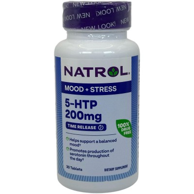 5-HTP Liberación prolongada, Potencia máxima, 200 mg, 30 Tabletas de Natrol Natrol NTL-05172 Estados emocionales, ansiedad, e...