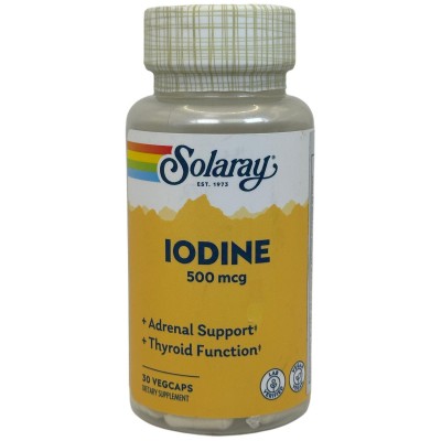 Iodine (YODO) 500mcg 30 Cápsulas Vegetales de Solaray SOLARAY SOLA-14260 Activadores Metabólicos salud.bio