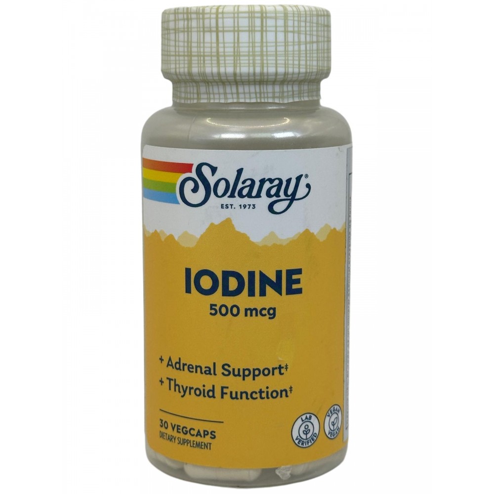 Iodine (YODO) 500mcg 30 Cápsulas Vegetales de Solaray SOLARAY SOLA-14260 Activadores Metabólicos salud.bio