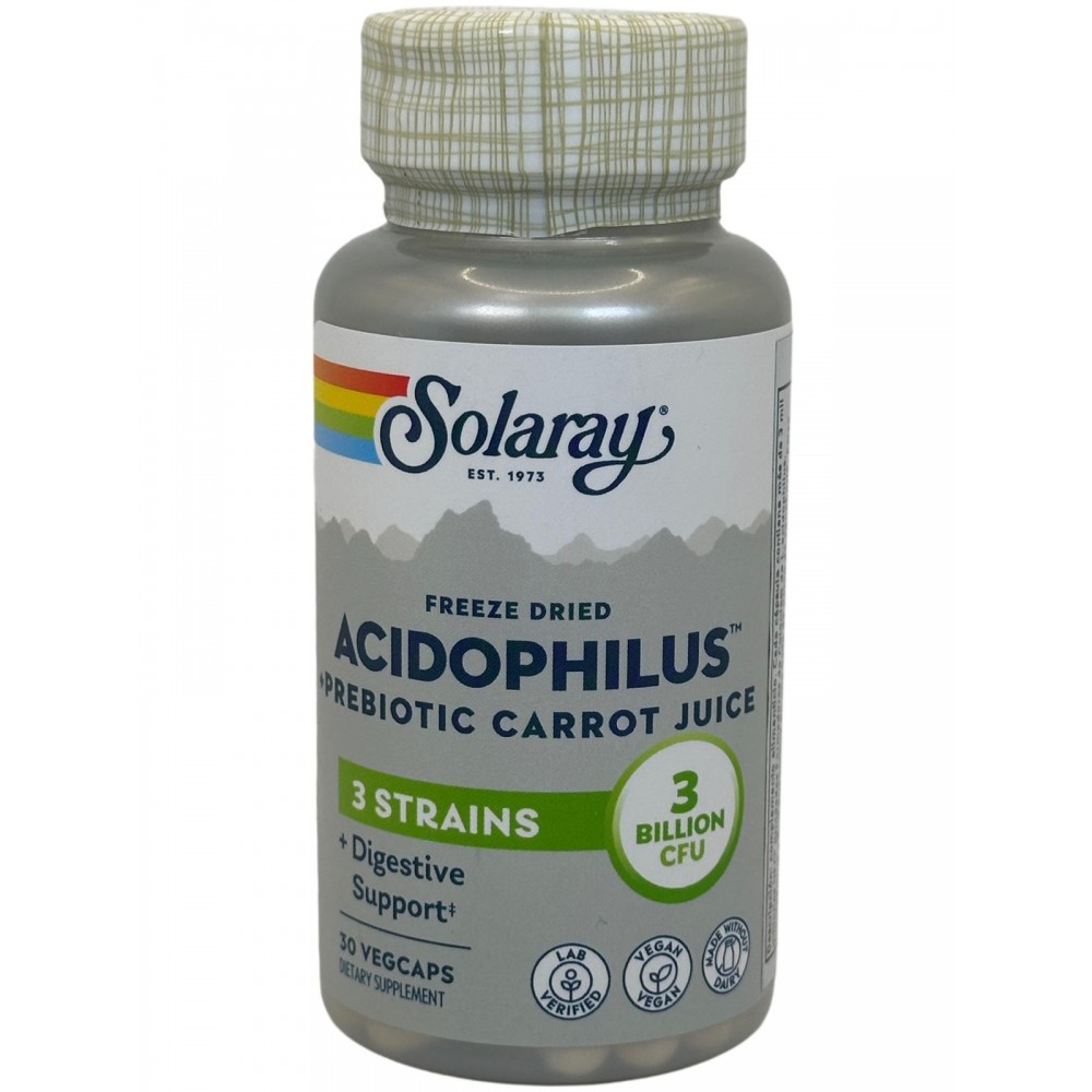 Próbiotico ACIDOPHILUS PLUS (3 Billones CFU) 3 Cepas 30 cápsulas vegetales de Solaray SOLARAY SOLA-04825 Ayudas aparato Diges...